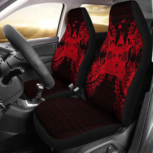Fiji Car Seat Cover - Fiji Coat Of Arms Map Red