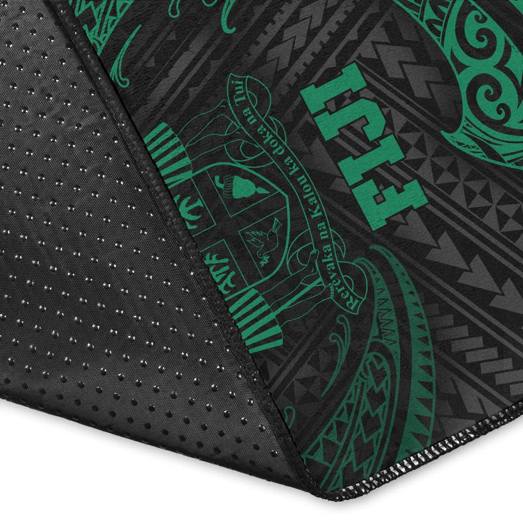 Fiji Polynesian Area Rug - Green Tribal Wave