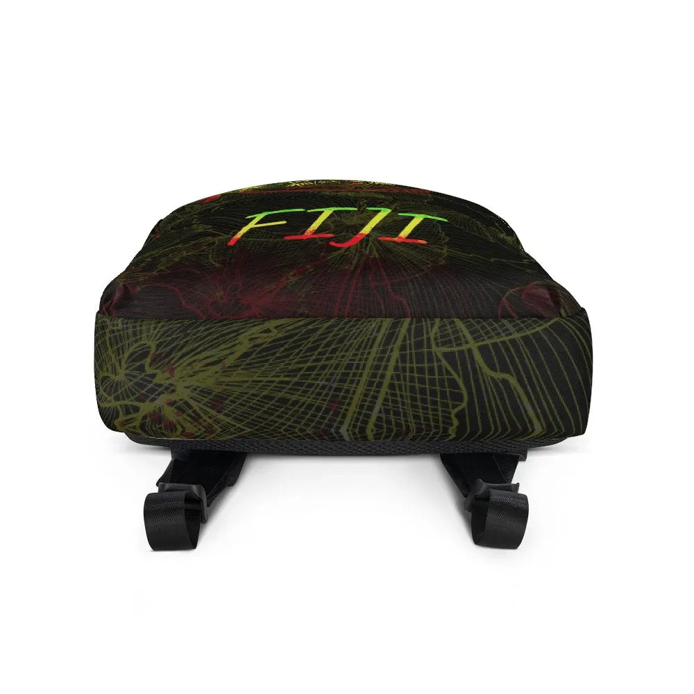 Fiji Polynesian Backpack - Hibiscus Flower Frame Vintage Reggae