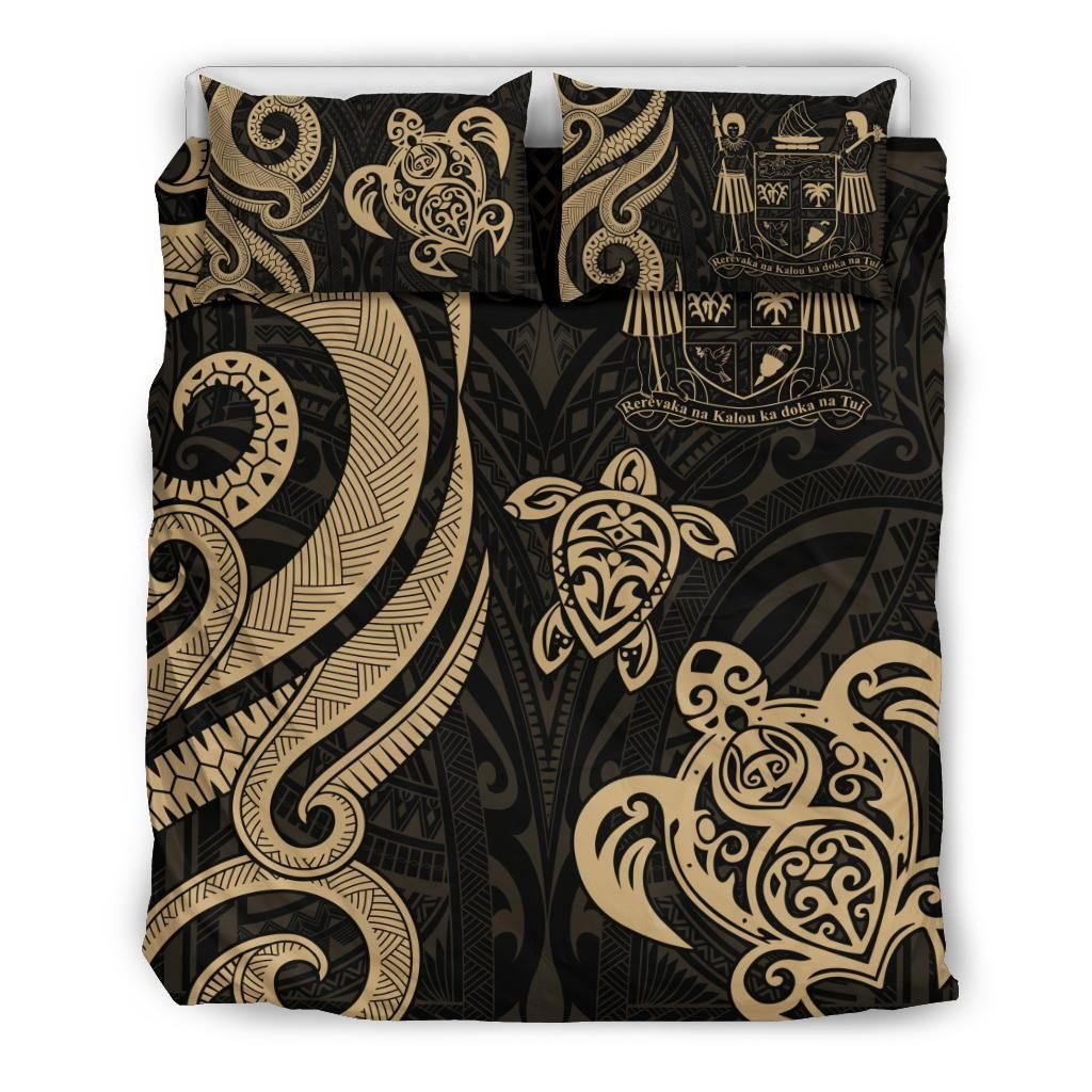 Fiji Polynesian Bedding Set - Gold Tentacle Turtle Crest