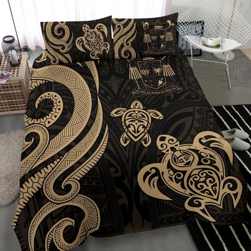 Fiji Polynesian Bedding Set - Gold Tentacle Turtle Crest