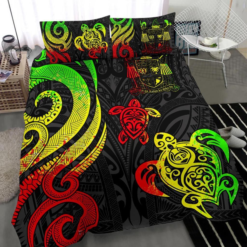 Fiji Polynesian Bedding Set - Reggae Tentacle Turtle Crest