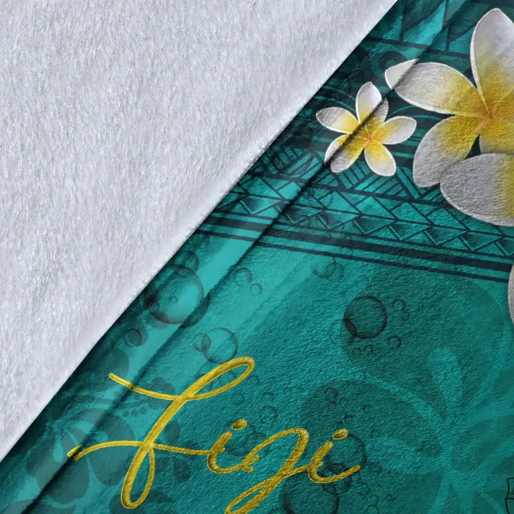 Fiji Polynesian Blanket - Plumeria With Blue Ocean