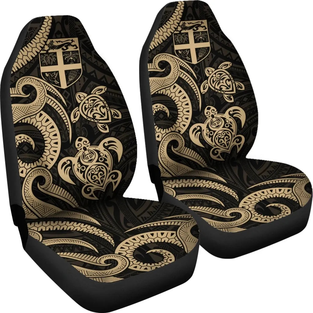 Fiji Polynesian Car Seat Covers - Gold Tentacle Turtle
