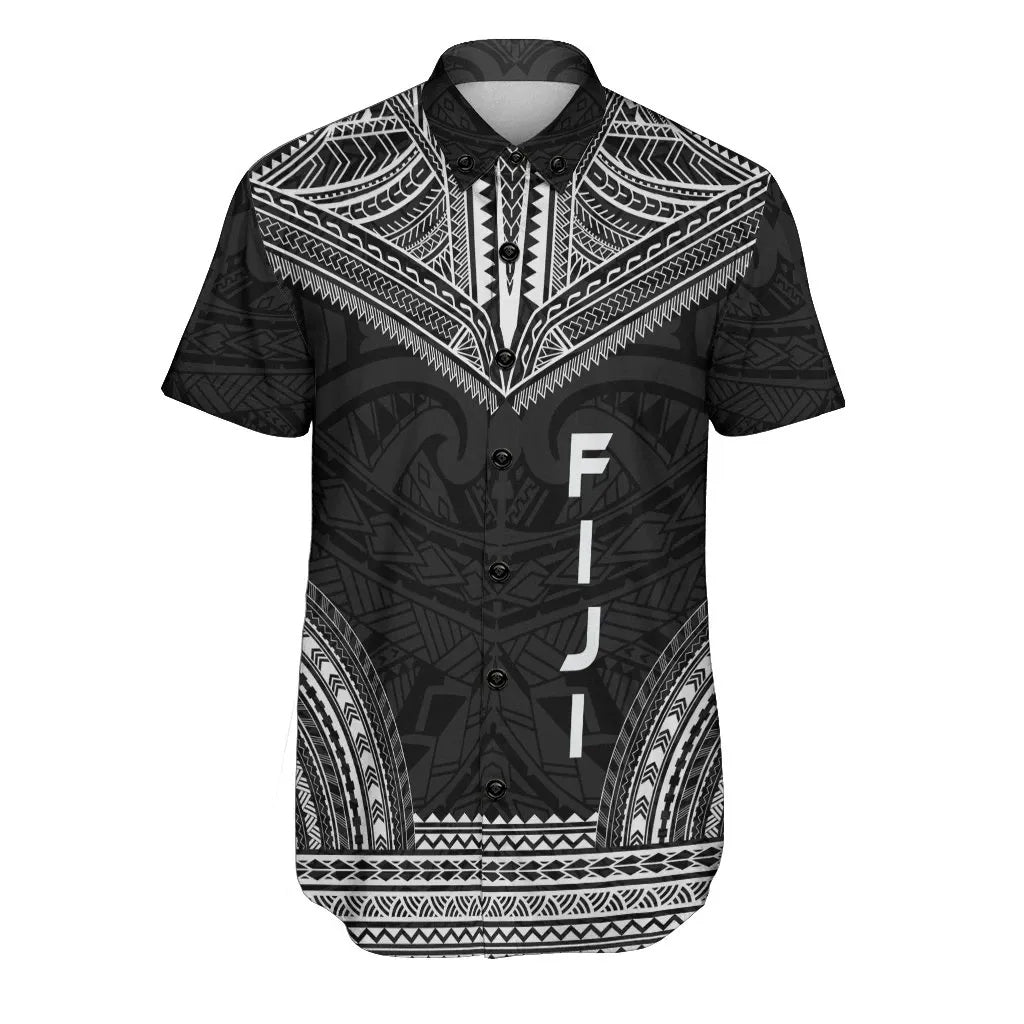 Fiji Polynesian Chief Short Sleeve Shirt - Black Version