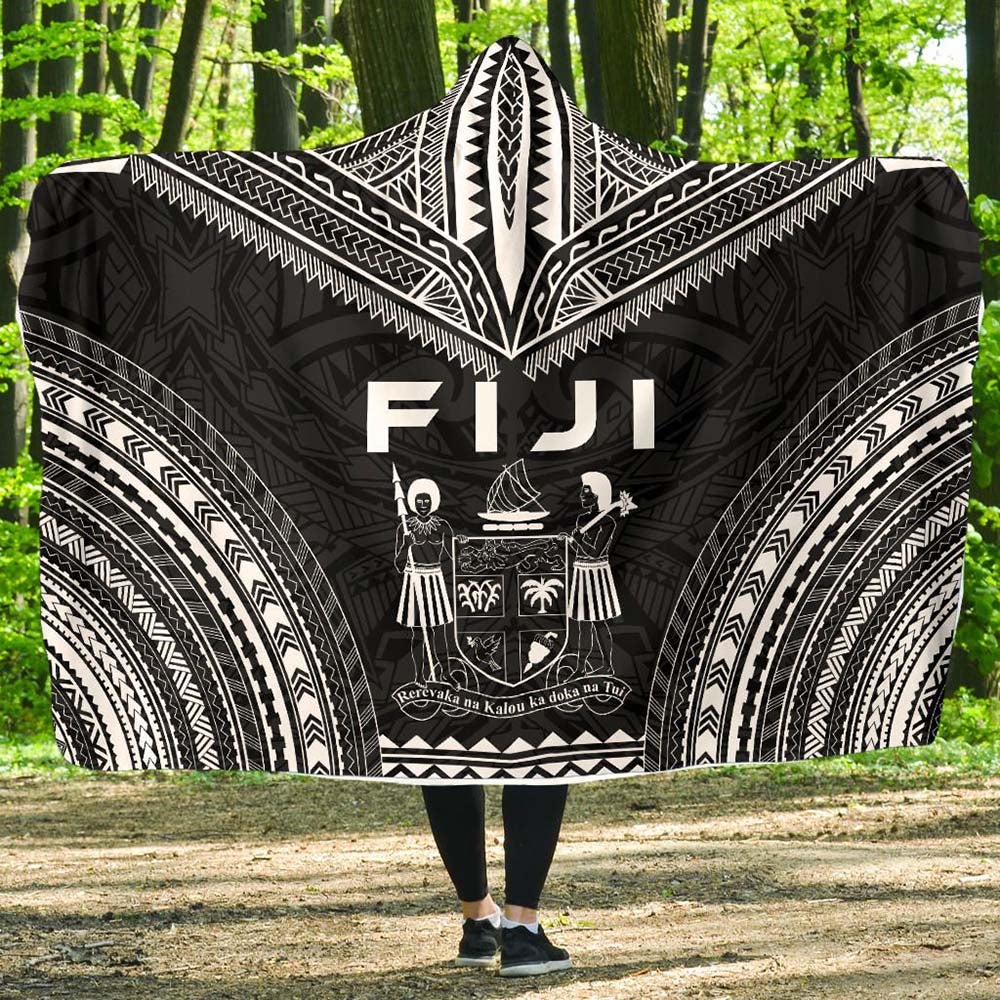 Fiji Polynesian Chief Hooded Blanket - Black Version