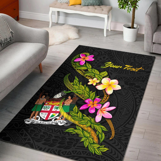 Fiji Polynesian Custom Personalised Area Rug - Plumeria Tribal