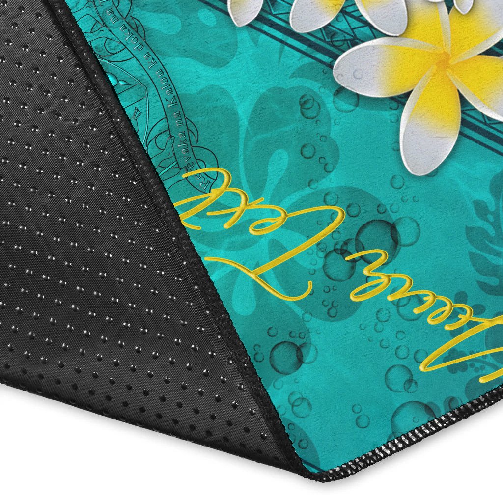 Fiji Polynesian Custom Personalised Area Rug - Plumeria With Blue Ocean