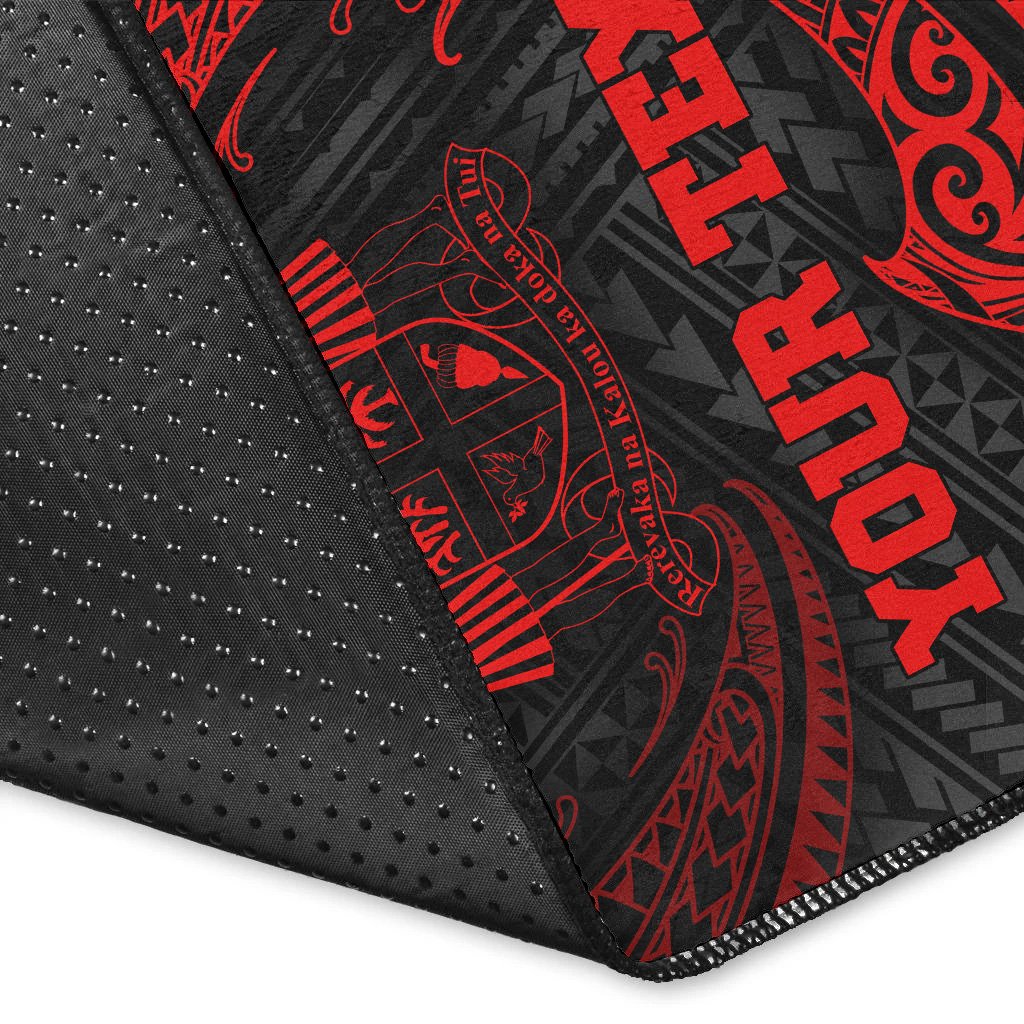 Fiji Polynesian Custom Personalised Area Rug - Red Tribal Wave