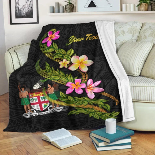 Fiji Polynesian Custom Personalised Blanket - Plumeria Tribal