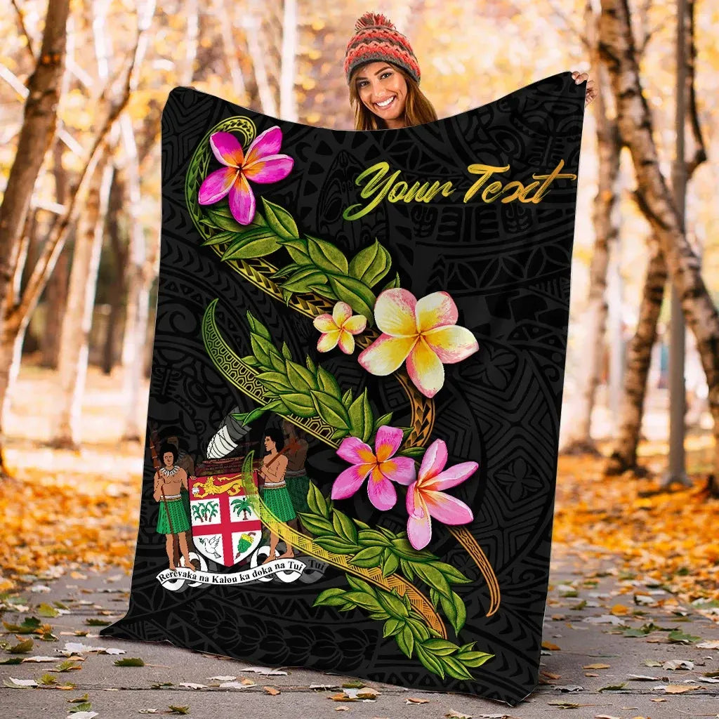 Fiji Polynesian Custom Personalised Blanket - Plumeria Tribal