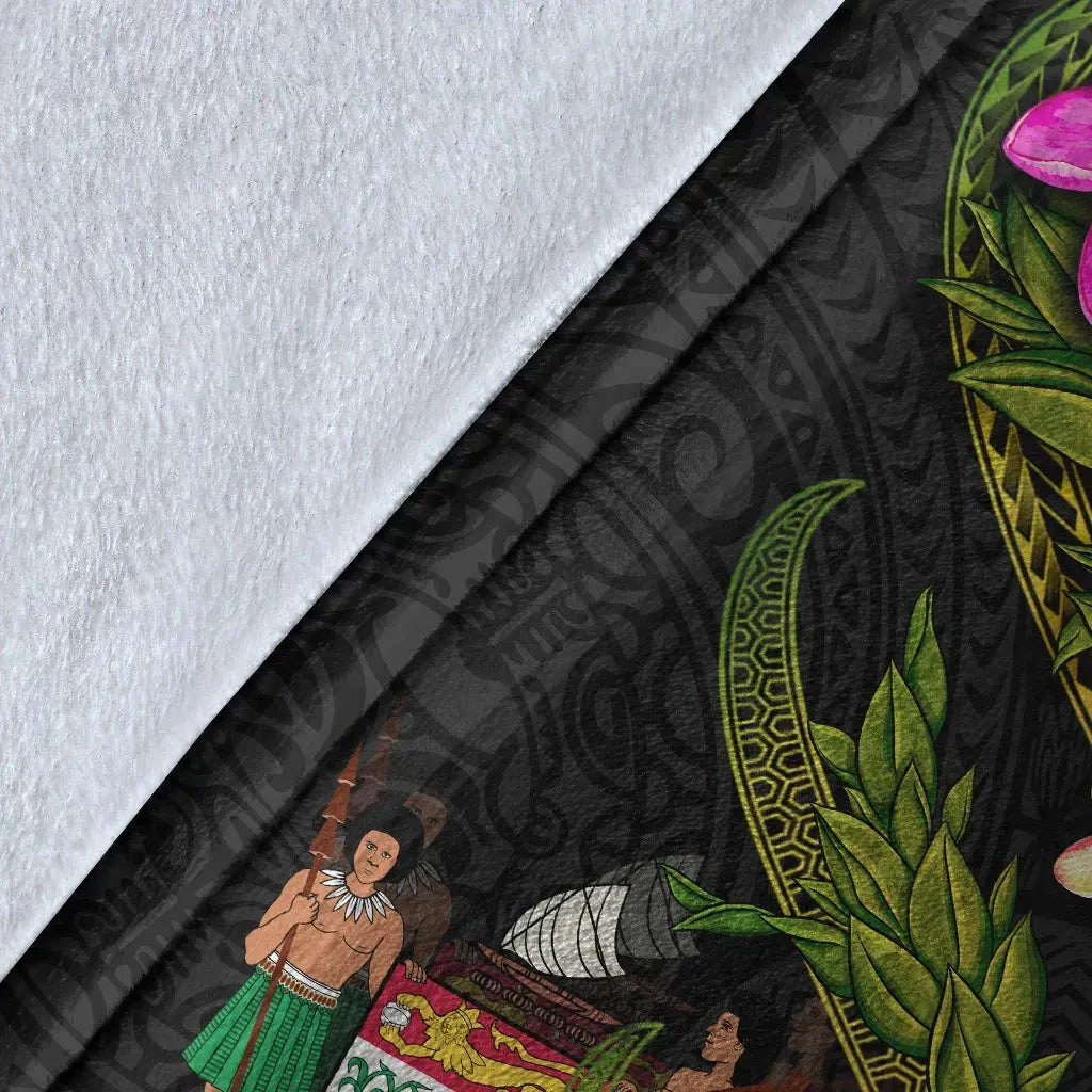 Fiji Polynesian Custom Personalised Blanket - Plumeria Tribal