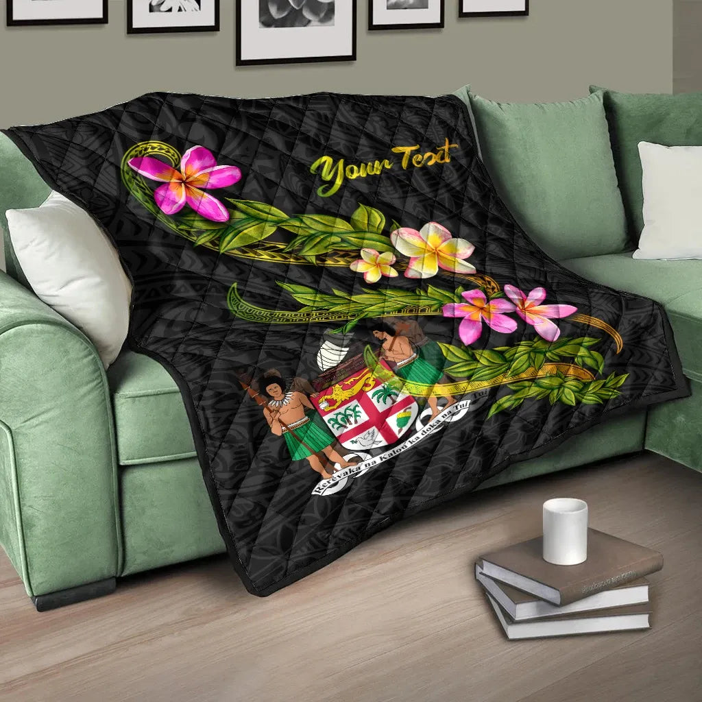Fiji Polynesian Custom Personalised Quilt - Plumeria Tribal