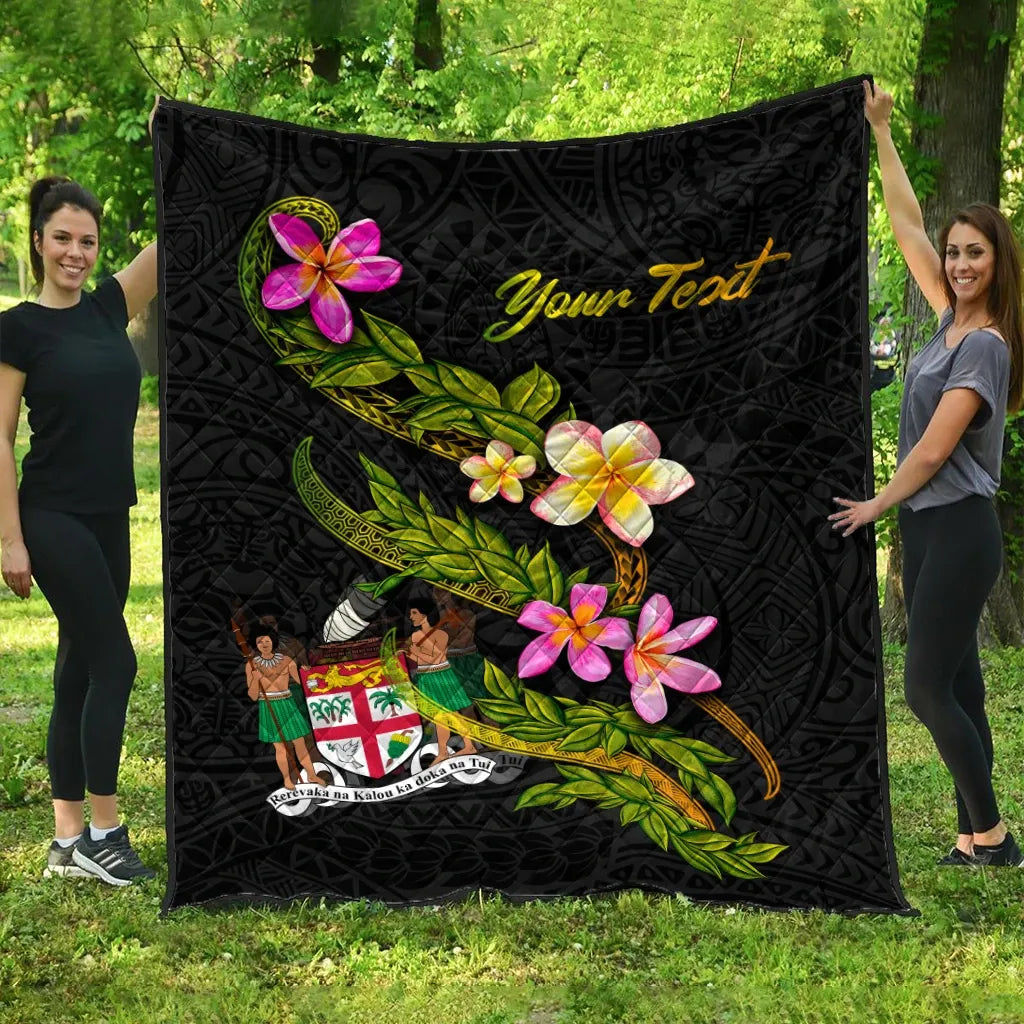 Fiji Polynesian Custom Personalised Quilt - Plumeria Tribal