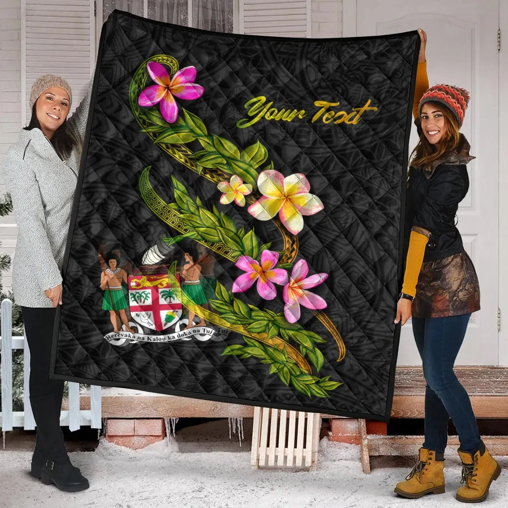 Fiji Polynesian Custom Personalised Quilt - Plumeria Tribal