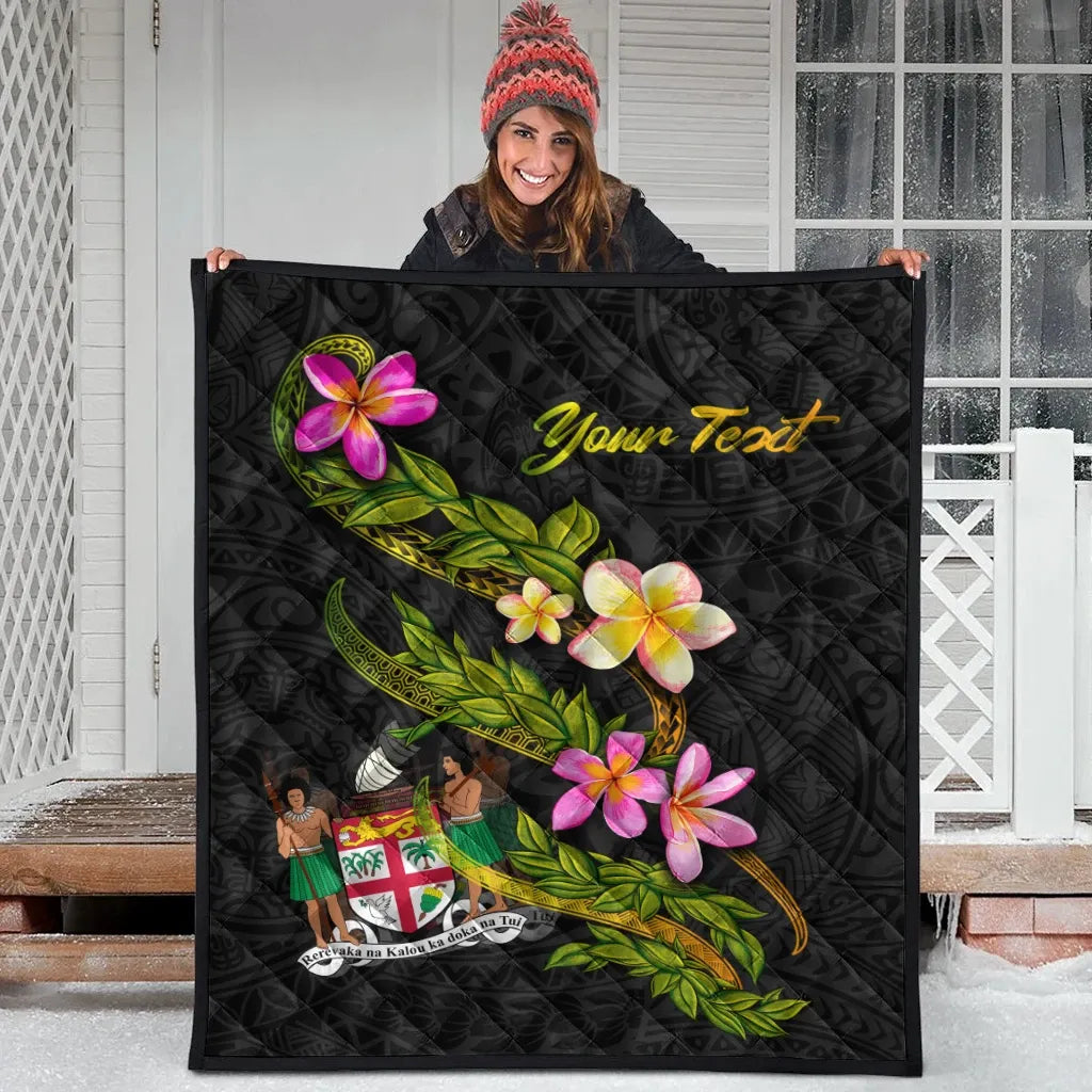 Fiji Polynesian Custom Personalised Quilt - Plumeria Tribal