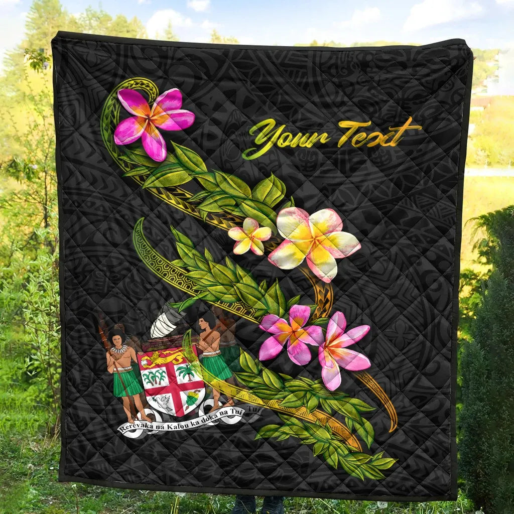Fiji Polynesian Custom Personalised Quilt - Plumeria Tribal