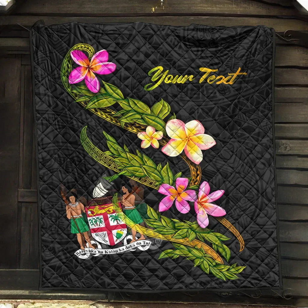 Fiji Polynesian Custom Personalised Quilt - Plumeria Tribal