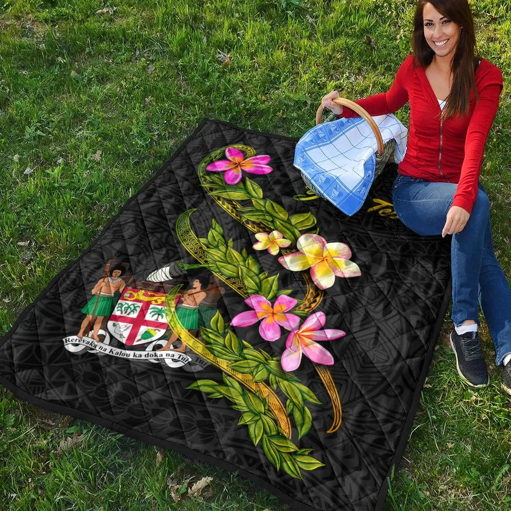 Fiji Polynesian Custom Personalised Quilt - Plumeria Tribal