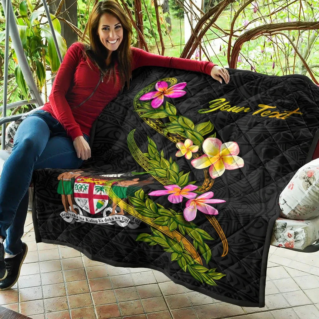 Fiji Polynesian Custom Personalised Quilt - Plumeria Tribal