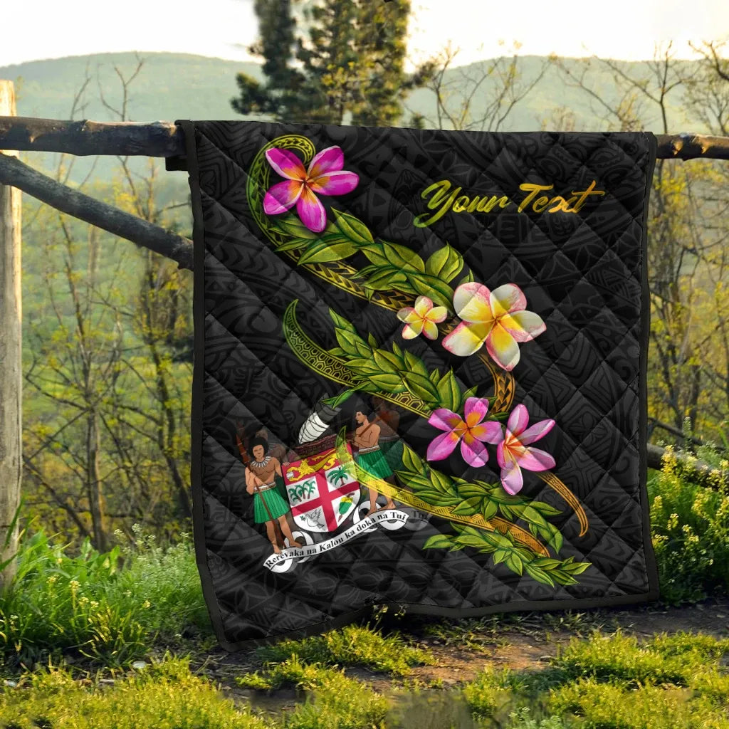 Fiji Polynesian Custom Personalised Quilt - Plumeria Tribal