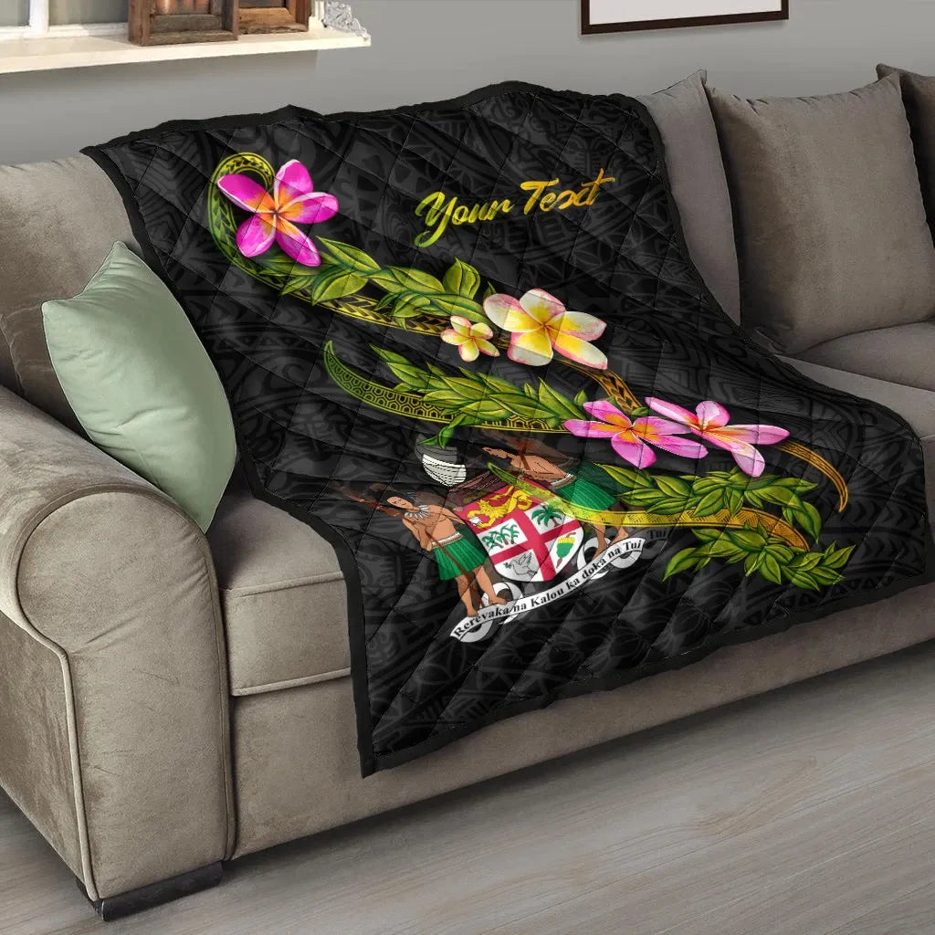 Fiji Polynesian Custom Personalised Quilt - Plumeria Tribal