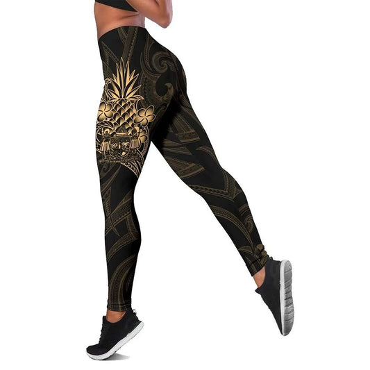 Fiji Polynesian Legging - Gold Pineapple