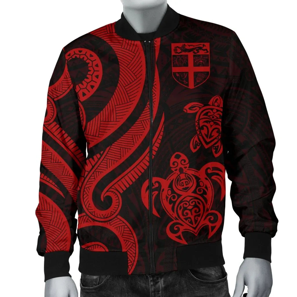 Fiji Polynesian Bomber Jacket - Red Tentacle Turtle