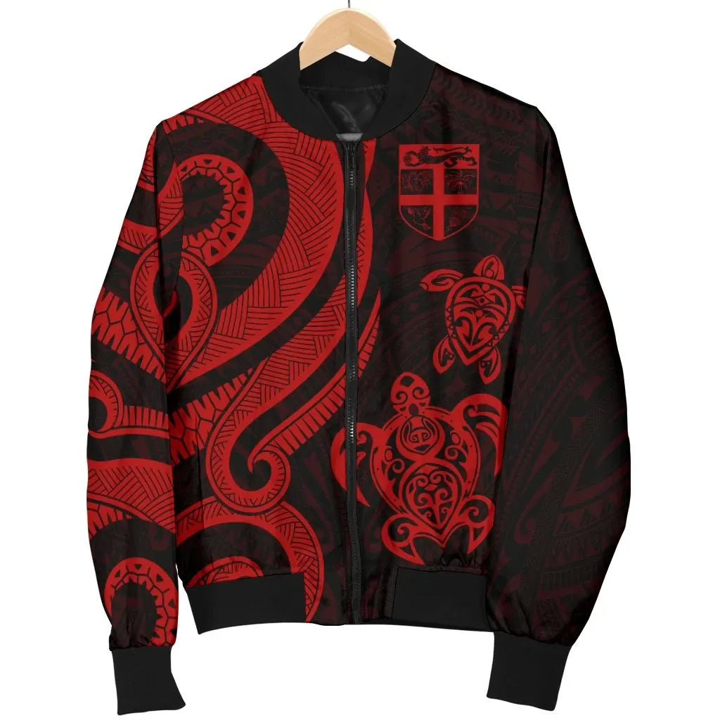 Fiji Polynesian Bomber Jacket - Red Tentacle Turtle
