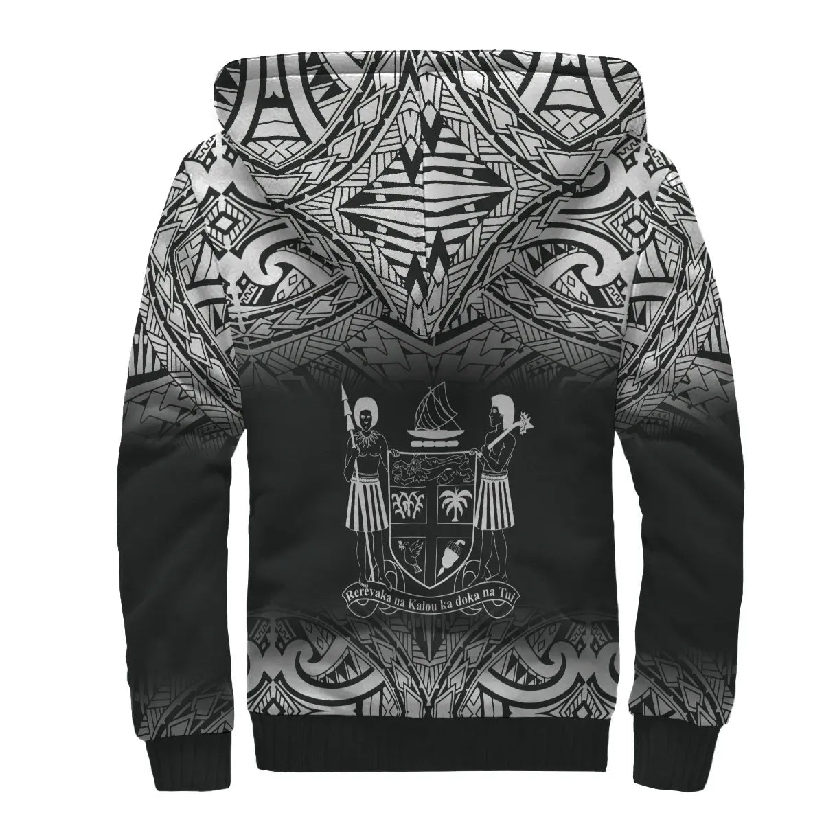 Fiji Polynesian Personalised Custom Sherpa Hoodie - Black Fog