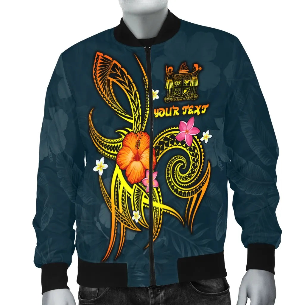 Fiji Polynesian Personalised Bomber Jacket - Legend of Fiji (Blue)