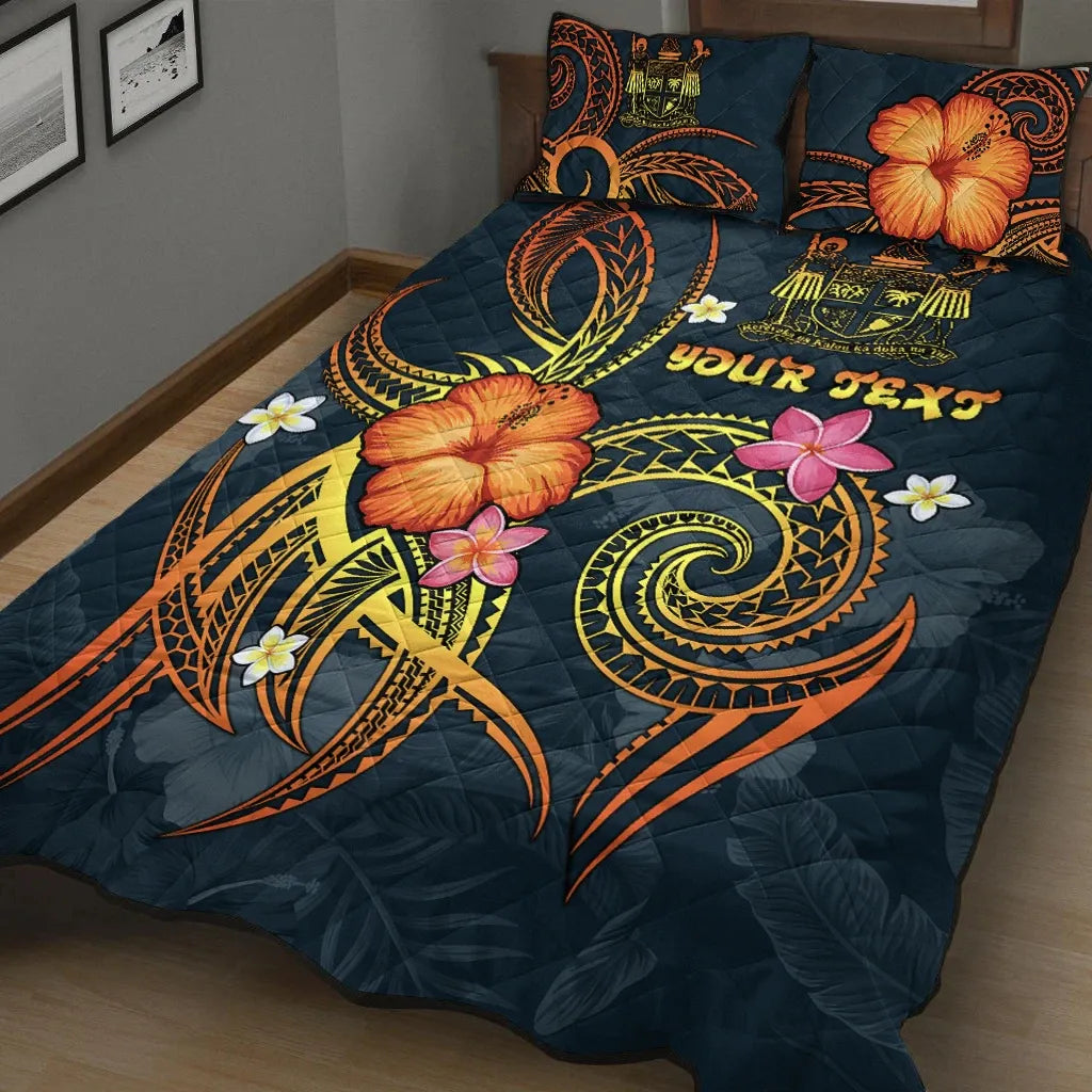 Fiji Polynesian Personalised Quilt Bed Set - Legend of Fiji (Blue)