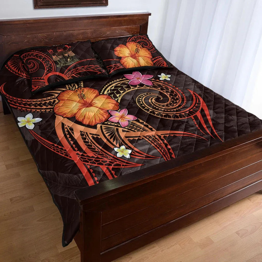 Fiji Polynesian Personalised Quilt Bed Set - Legend of Fiji (Red)