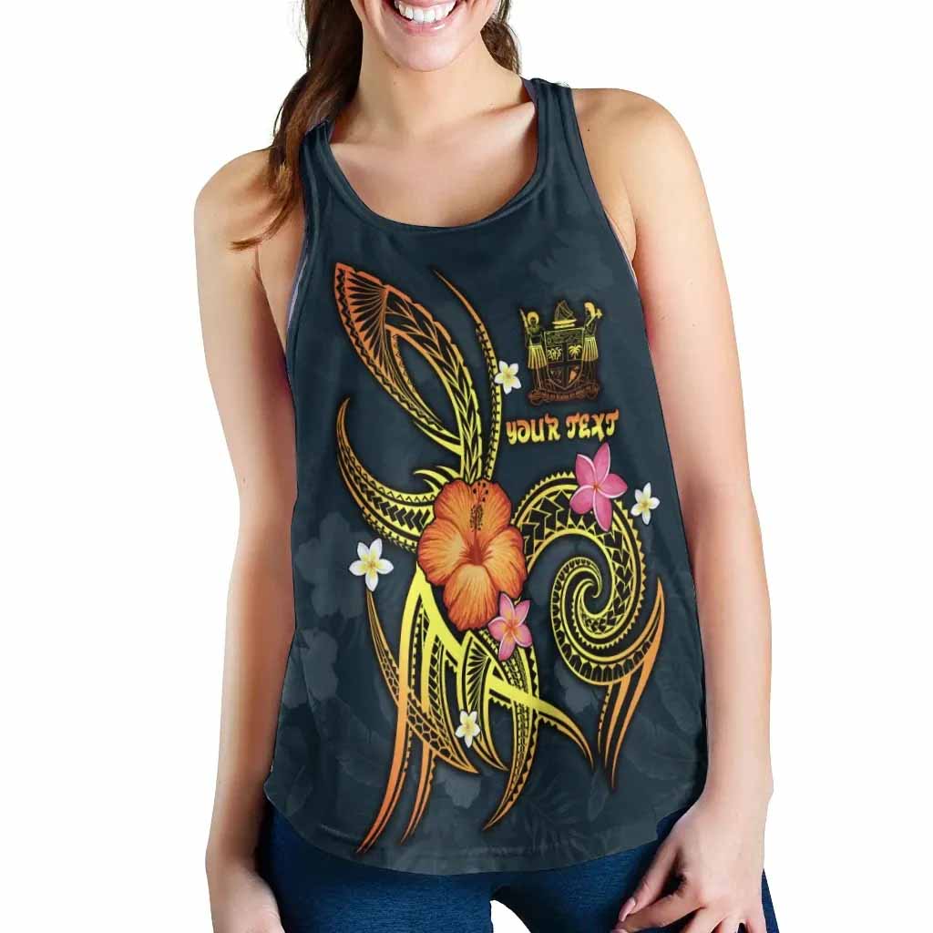Fiji Polynesian Personalised Women Racerback Tank - Legend of Fiji (Blue)