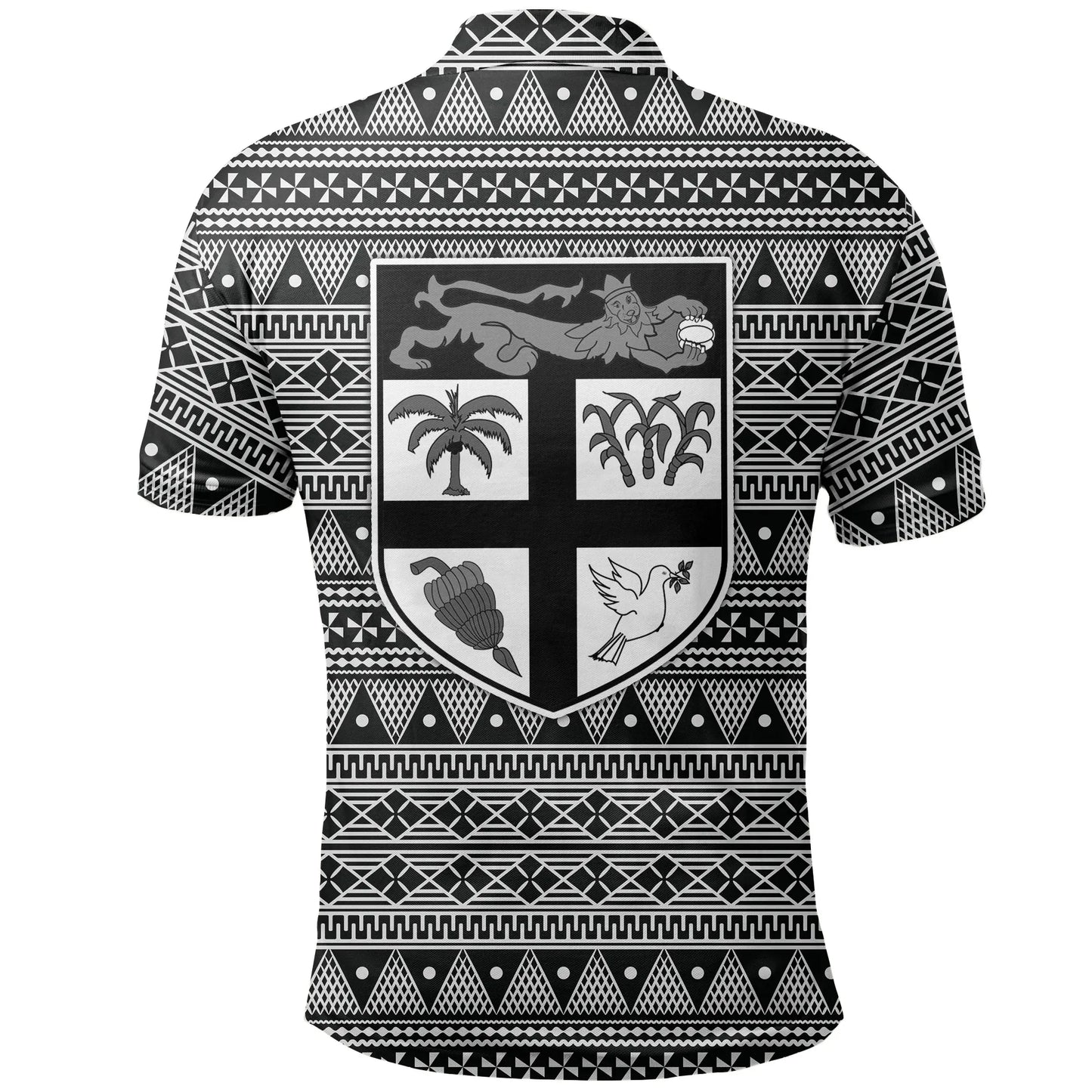 Fiji Polynesian Polo Shirt - Tapa Pattern Rugby Ball