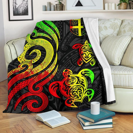 Fiji Polynesian Premium Blanket - Reggae Tentacle Turtle