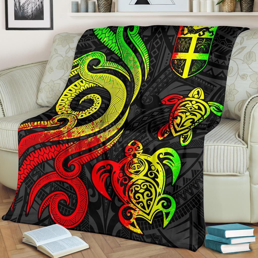 Fiji Polynesian Premium Blanket - Reggae Tentacle Turtle