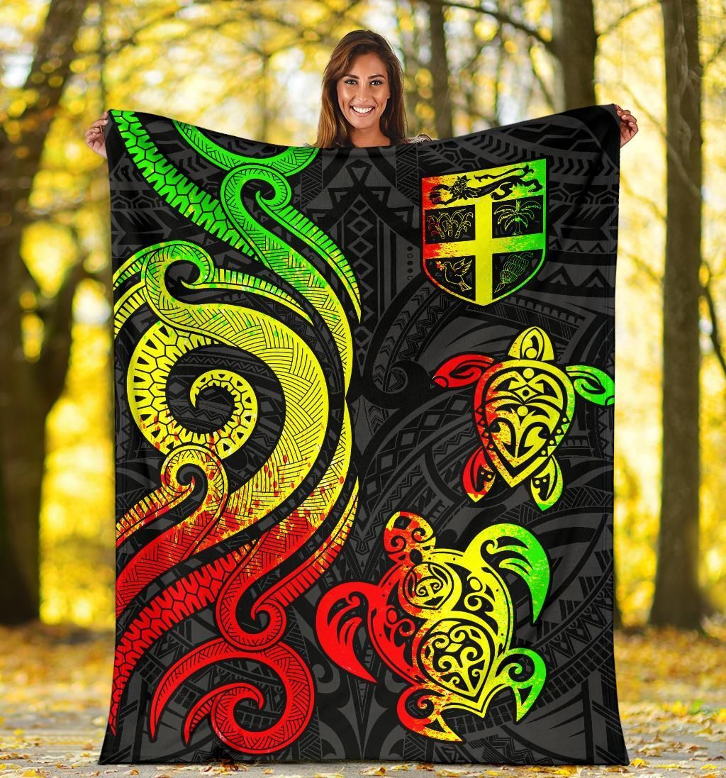 Fiji Polynesian Premium Blanket - Reggae Tentacle Turtle
