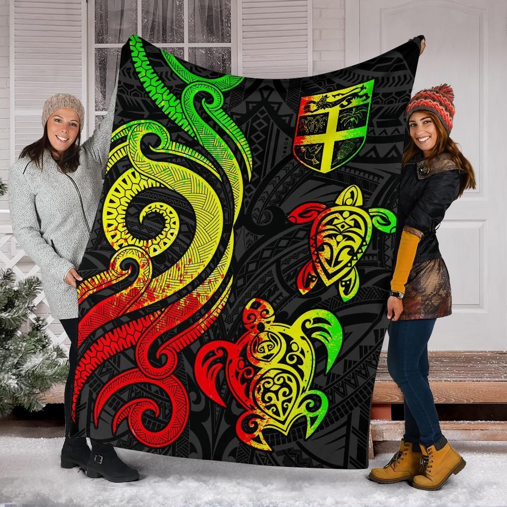 Fiji Polynesian Premium Blanket - Reggae Tentacle Turtle