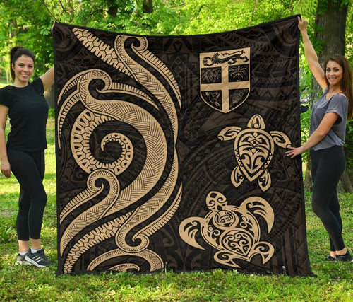 Fiji Polynesian Premium Quilt - Gold Tentacle Turtle