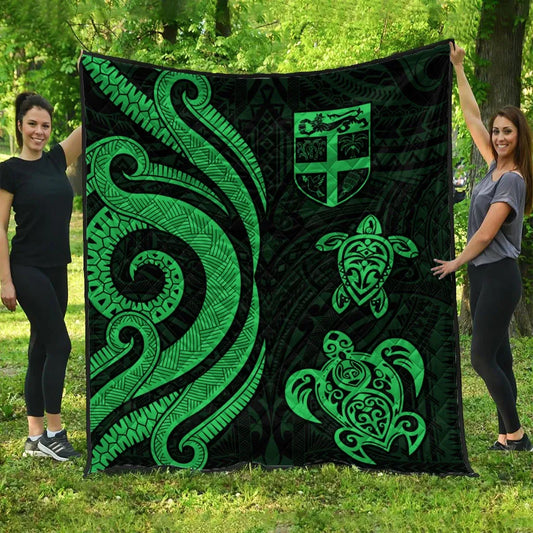 Fiji Polynesian Premium Quilt - Green Tentacle Turtle