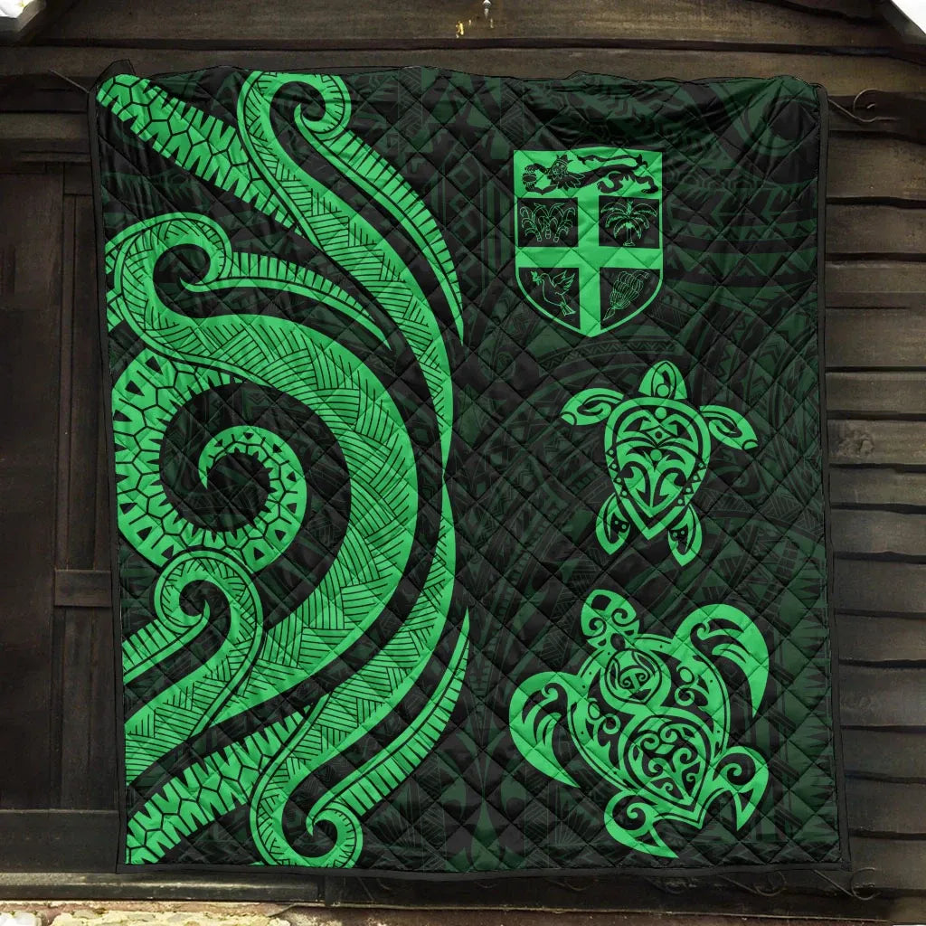 Fiji Polynesian Premium Quilt - Green Tentacle Turtle