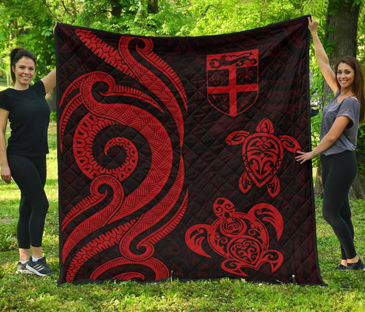 Fiji Polynesian Premium Quilt - Red Tentacle Turtle