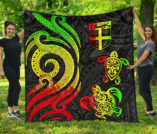 Fiji Polynesian Premium Quilt - Reggae Tentacle Turtle