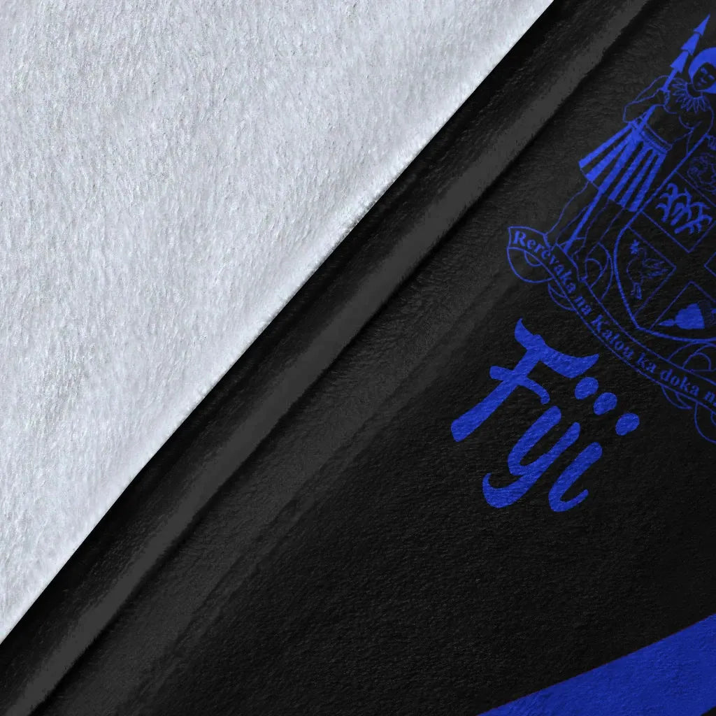 Fiji Premium Blanket - Blue Polynesian Tentacle Tribal Pattern Crest