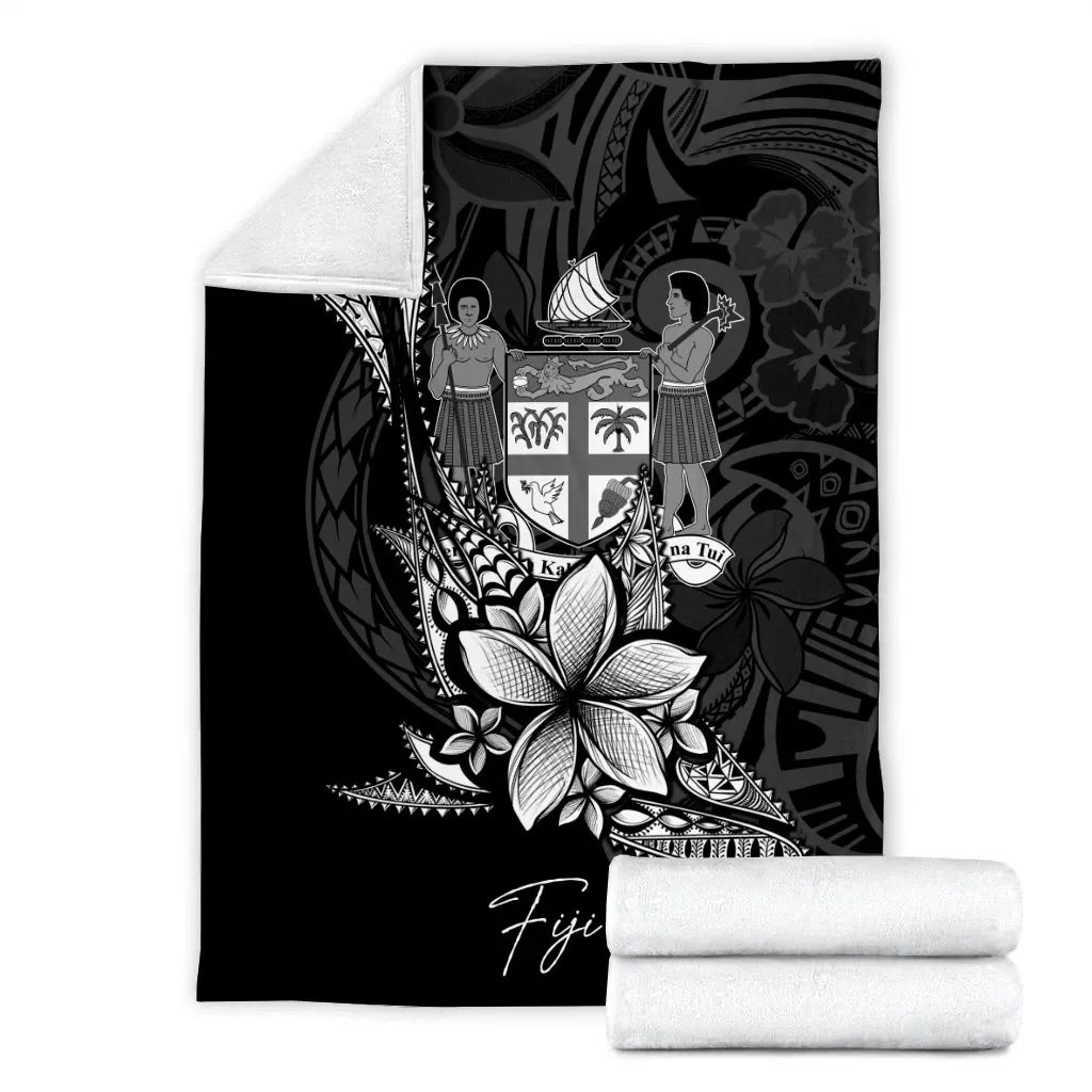 Fiji Premium Blanket - Fish With Plumeria Flowers Style