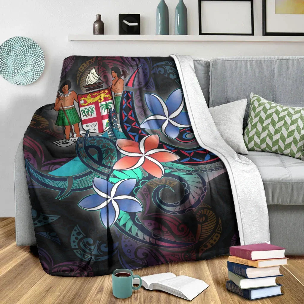 Fiji Premium Blanket - Plumeria Flowers Style