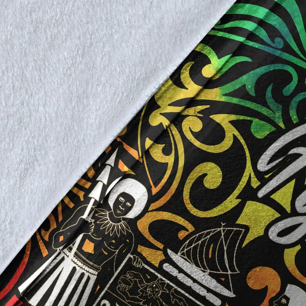 Fiji Premium Blanket - Rainbow Polynesian Pattern Crest