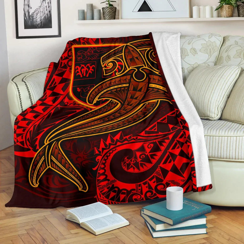 Fiji Premium Blanket  - Red Shark Polynesian Tattoo
