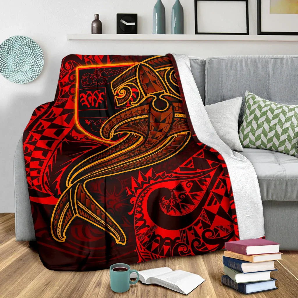 Fiji Premium Blanket  - Red Shark Polynesian Tattoo